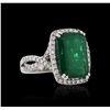 Image 2 : 18KT White Gold 6.42ct Emerald and Diamond Ring