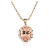 Image 1 : 14KT Rose Gold 16.44ct Morganite and Diamond Pendant With Chain