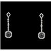 Image 1 : 14KT White Gold 3.92ctw Black Diamond Earrings