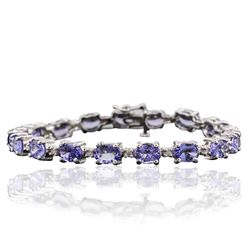14KT White Gold 13.26ctw Tanzanite and Diamond Bracelet