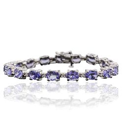 14KT White Gold 13.26ctw Tanzanite and Diamond Bracelet