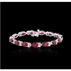 14KT White Gold 18.15ctw Ruby and Diamond Bracelet