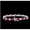 Image 2 : 14KT White Gold 18.15ctw Ruby and Diamond Bracelet