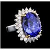 Image 2 : 14KT White Gold GIA Certified 22.13ct Tanzanite and Diamond Ring