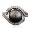 Image 1 : 14KT White Gold 0.53ctw Diamond and Pearl Ring