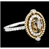 Image 2 : 14KT Two-Tone Gold 1.07ctw Diamond Ring