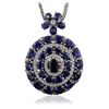 Image 1 : 14KT White Gold 21.53ctw Sapphire and Diamond Pendant With Chain