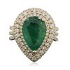 Image 1 : 14KT Yellow Gold 4.10ct Emerald and Diamond Ring