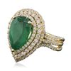 Image 2 : 14KT Yellow Gold 4.10ct Emerald and Diamond Ring