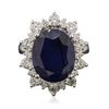 Image 1 : 14KT White Gold 10.51ct Sapphire and Diamond Ring