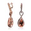 Image 2 : 14KT Rose Gold 26.14ctw Morganite and Diamond Earrings