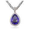 Image 2 : 18KT White Gold 23.20ct GIA Certified Tanzanite and Diamond Pendant With Chain