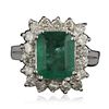 Image 1 : 14KT White Gold 2.77ct Emerald and Diamond Ring