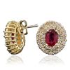 Image 2 : 14KT Yellow Gold 2.07ctw Ruby and Diamond Earrings