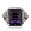 Image 1 : 14KT White Gold 5.07ct Amethyst and Diamond Ring