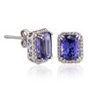 Image 2 : 14KT White Gold 5.22ctw Tanzanite and Diamond Earrings