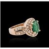 Image 2 : 14KT Rose Gold 1.47ct Emerald and Diamond Ring