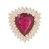 Image 1 : 14KT Rose Gold 9.34ct Ruby and Diamond Ring
