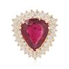 Image 1 : 14KT Rose Gold 9.34ct Ruby and Diamond Ring