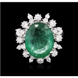 14KT White Gold 7.01ct Emerald and Diamond Ring