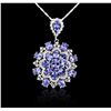 Image 2 : 14KT White Gold 28.87ctw Tanzanite and Diamond Pendant With Chain