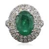 Image 1 : 14KT White Gold 3.95ct Emerald and Diamond Ring