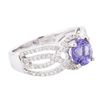 Image 2 : 14KT White Gold 1.50ct Tanzanite and Diamond Ring