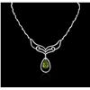 Image 1 : 18KT White Gold 8.21ct Peridot and Diamond Necklace