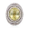 Image 1 : 18KT Two-Tone Gold GIA Certified 12.47ct Yellow Sapphire and Diamond Ring