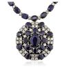 Image 1 : 14KT White Gold 85.76ctw Sapphire and Diamond Necklace