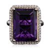 Image 1 : 14KT White Gold 17.74ct Amethyst and Diamond Ring