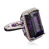 Image 2 : 14KT White Gold 17.74ct Amethyst and Diamond Ring