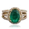 Image 1 : 14KT Yellow Gold 2.35ct Emerald and Diamond Ring