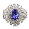 Image 1 : 14KT White Gold 2.20ct Tanzanite and Diamond Ring