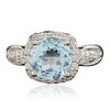 Image 1 : 14KT White Gold 3.06ct Blue Topaz and Diamond Ring