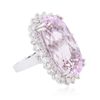 Image 2 : 14KT White Gold 20.23ct Kunzite and Diamond Ring