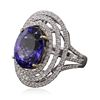 Image 2 : 14KT White Gold GIA Certified 12.54ct Tanzanite and Diamond Ring