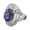Image 3 : 14KT White Gold GIA Certified 12.54ct Tanzanite and Diamond Ring