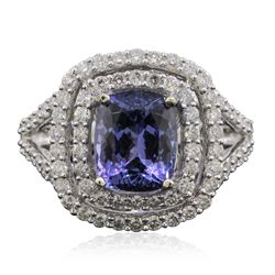 14KT White Gold 2.30ct Tanzanite and Diamond Ring