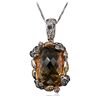 Image 2 : 18KT Three-Tone Gold 40.00ct Citrine and Diamond Pendant With Chain