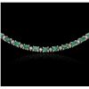 Image 2 : 14KT White Gold 11.70ctw Emerald and Diamond Necklace