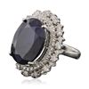 Image 2 : 14KT White Gold 20.16ct Sapphire and Diamond Ring