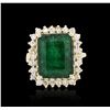 Image 1 : 14KT Yellow Gold 7.38ct Emerald and Diamond Ring