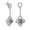 Image 2 : 14KT White Gold 2.90ctw Tanzanite and Diamond Earrings