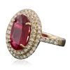 Image 2 : 14KT Yellow Gold 3.26ct Ruby and Diamond Ring