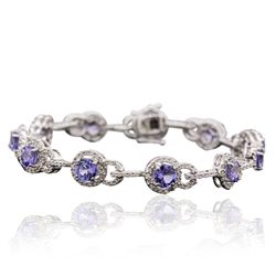 14KT White Gold 5.94ctw Tanzanite and Diamond Bracelet