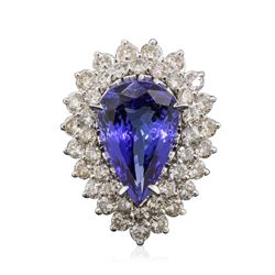 14KT White Gold GIA Certified 9.22ct Tanzanite and Diamond Ring