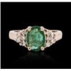 Image 1 : 14KT Rose Gold 1.21ct Emerald and Diamond Ring