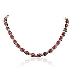 14KT Yellow Gold 52.66ctw Ruby and Diamond Necklace