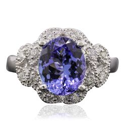 14KT White Gold 3.85ct Tanzanite and Diamond Ring